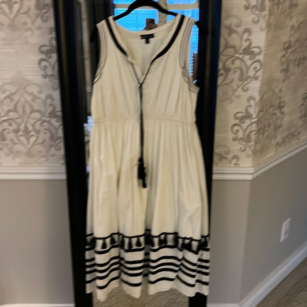 Glamour x Lane Bryant cream and black midi sundress